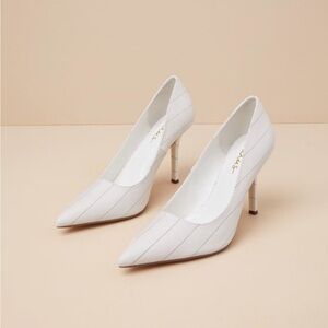 Lulus Pinstripe White Heels